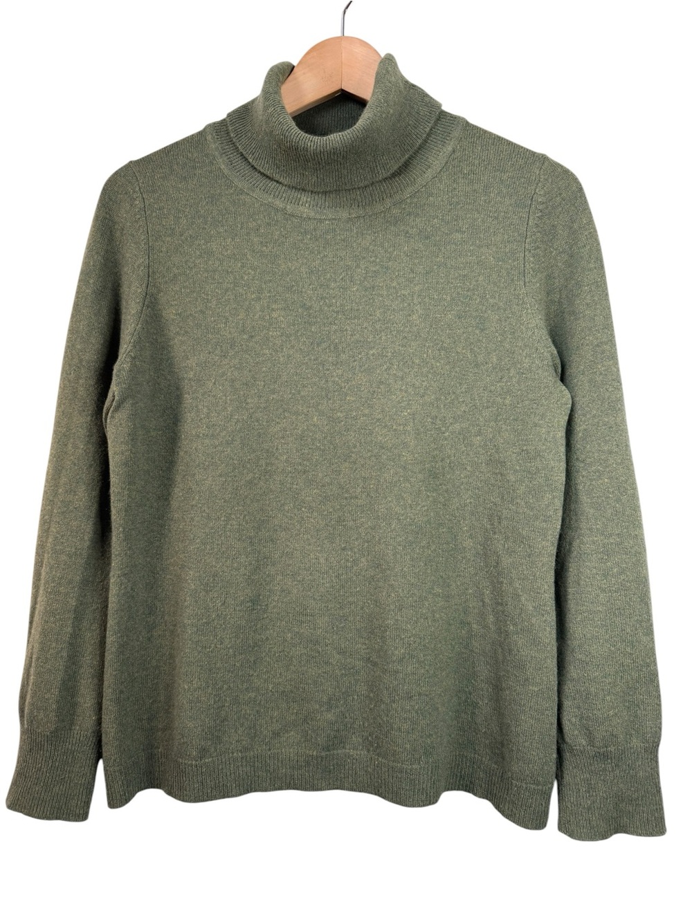 Coldwater Creek 100% Cashmere Moss Green Turtleneck Sweater Size Medium